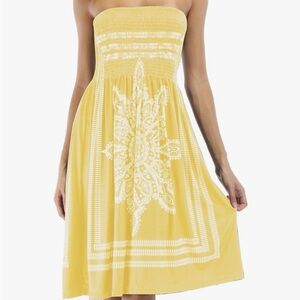 Sz Large yellow strapless handkerchief coverup / dress